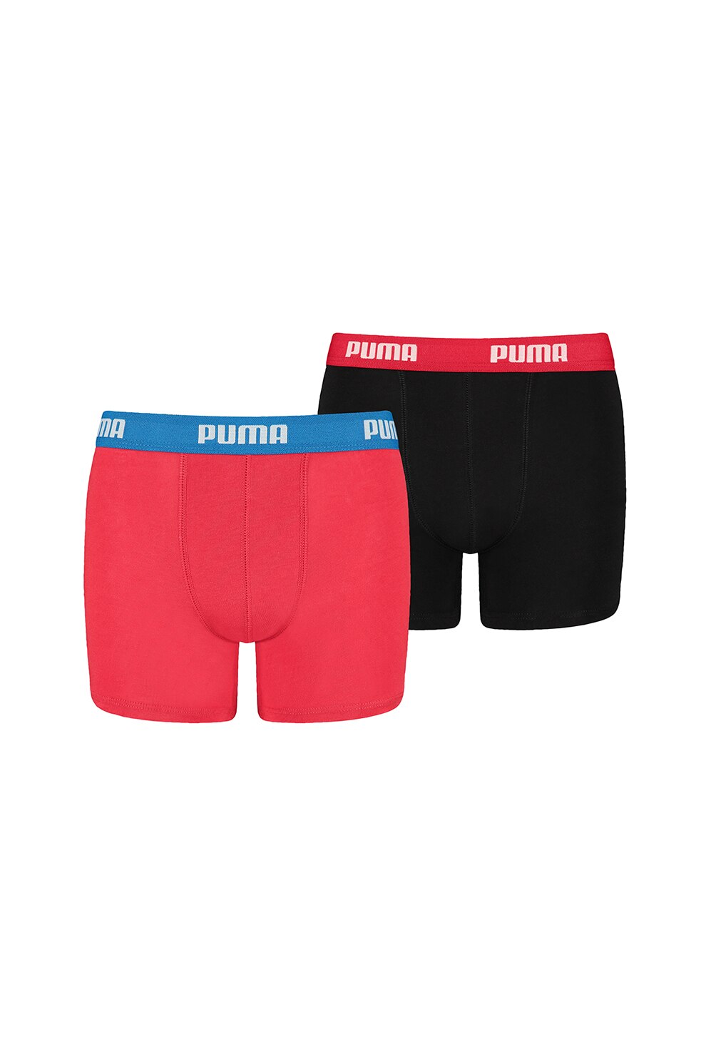 Puma, Set de boxeri cu banda logo in talie - 2 perechi 05, Corai/Negru, 122-128 CM