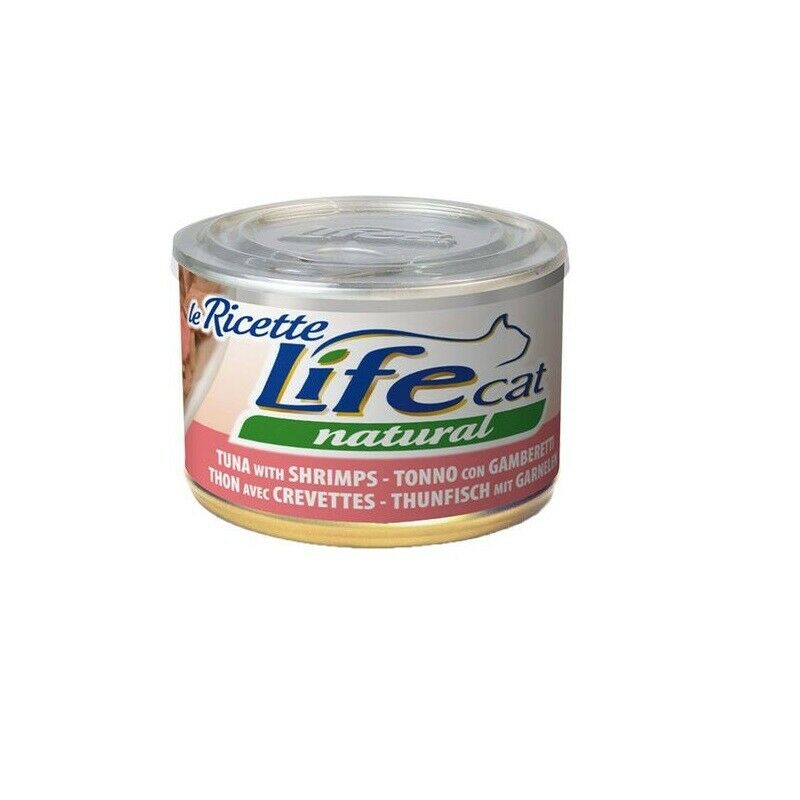 Conserva cu hrana umeda pentru pisici Life Cat, Ton si Creveti, 150 g