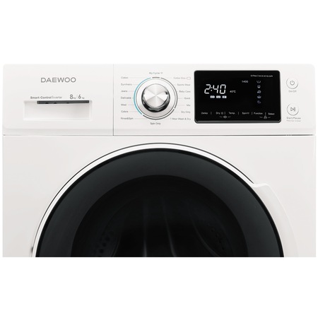 Masina de spalat rufe Slim cu uscator Daewoo DWC-08M1411, Spalare 8 kg, Uscare 6 kg, 1400 RPM, Clasa B, Alb