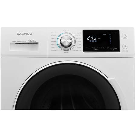 Masina de spalat rufe cu uscator Daewoo DWC-10M1411, Spalare 10 kg, Uscare 7 kg, 1400 RPM, Clasa A, Alb
