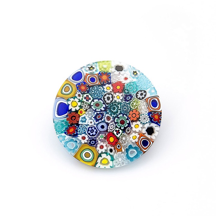 Brosa Murrina, din Sticla de Murano, diametru 3,2 cm