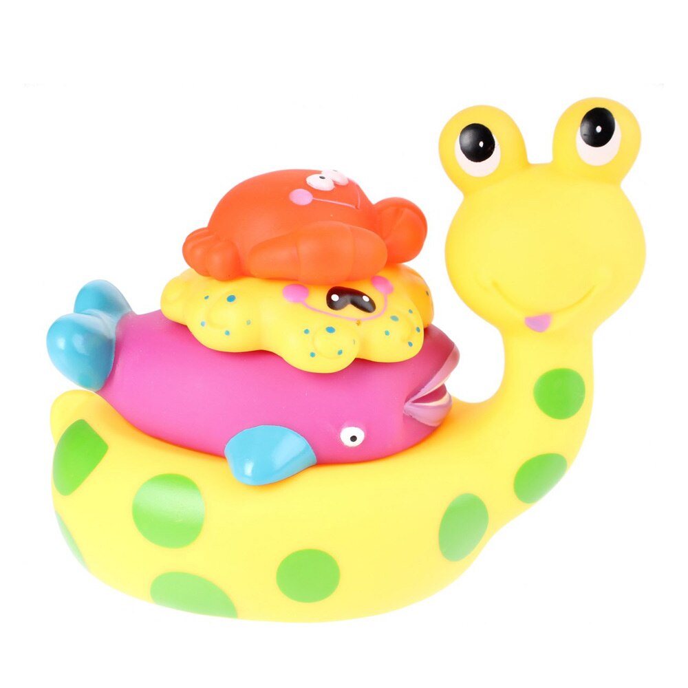 Jucarie de baie Melc cu 3 Animale Marine Eddy Toys Galben