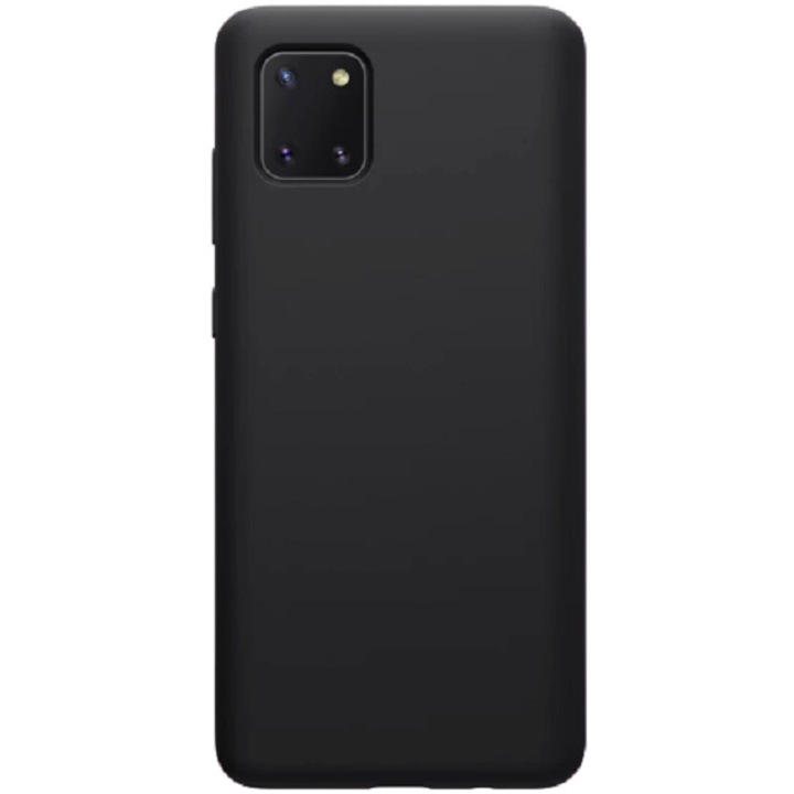 Ütésálló szilikon tok mikroszálas belsővel, kompatibilis a Samsung Note 10 Lite Black készülékkel