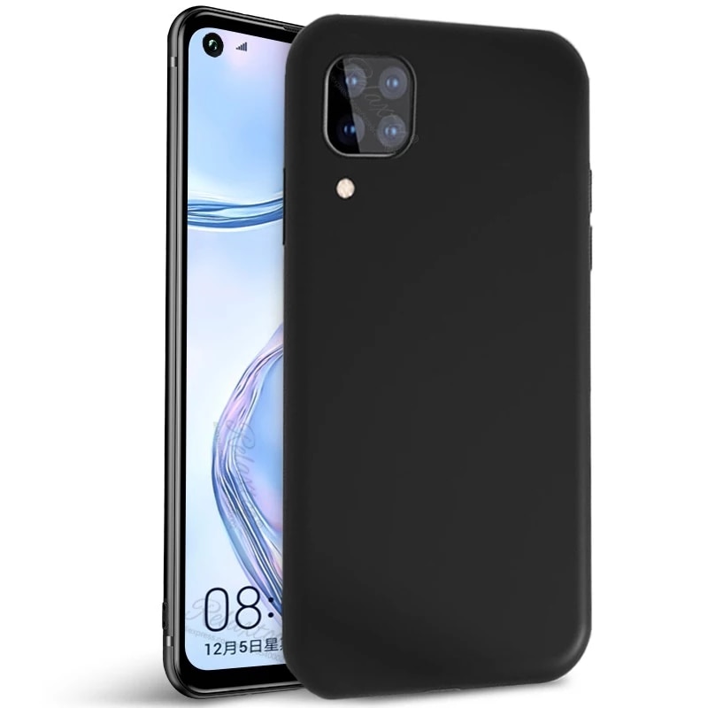 Husa silicon antisoc cu microfibra in interior compatibila cu Huawei P40 Lite Negru