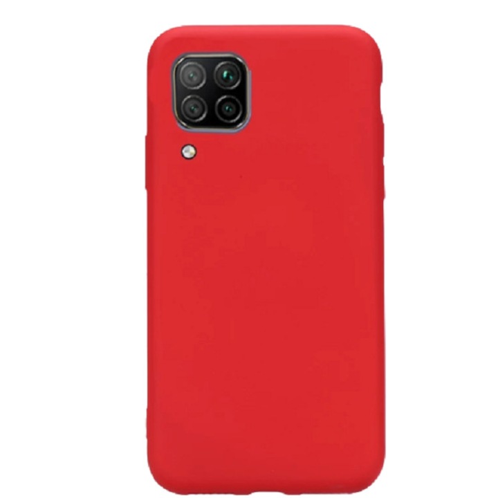 Husa silicon antisoc cu microfibra in interior compatibila cu Huawei P40 Lite Rosu