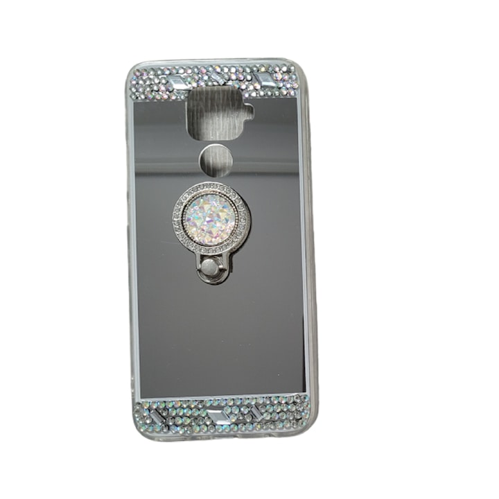 Tükörborítás, Huawei Mate 30 Lite Silverrel kompatibilis kavics gyűrűvel