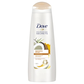 Sampon DOVE Restoring Ritual, 250 ml, Par Subtire, cu Extract de Cocos si Turmeric Sampon DOVE Restoring Ritual, 250 ml, Par Subtire, cu Extract de Cocos si Turmeric