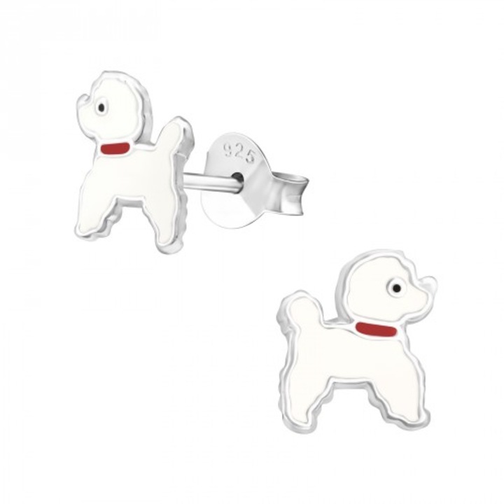 Обеци Love Poodle, детски, сребро 925, многоцветни, включена кутия за бижута