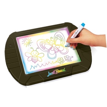 Tabla magica cu carioci neon cu efect 3D, Imaginarium Area Magic & Light, 3 markere neon, 6 sabloane si radiera Tabla magica cu carioci neon cu efect 3D, Imaginarium Area Magic & Light, 3 markere neon, 6 sabloane si radiera