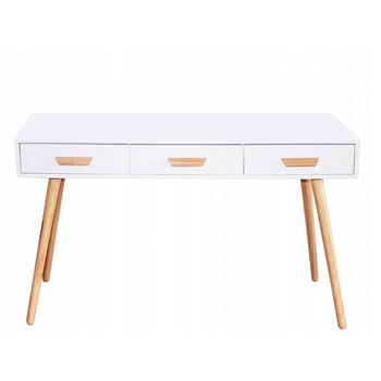 Masa consola cu 3 sertare, lemn masiv de pin, 120 x 45 x 75 cm, alba Masa consola cu 3 sertare, lemn masiv de pin, 120 x 45 x 75 cm, alba