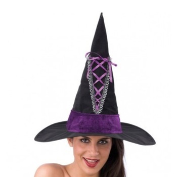 Palarie de vrajitoare, neagra cu mov Palarie de vrajitoare, neagra cu mov