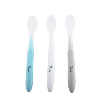 Set tacamuri copii BO Jungle, 3 lingurite moi din silicon, Albastru Set tacamuri copii BO Jungle, 3 lingurite moi din silicon, Albastru