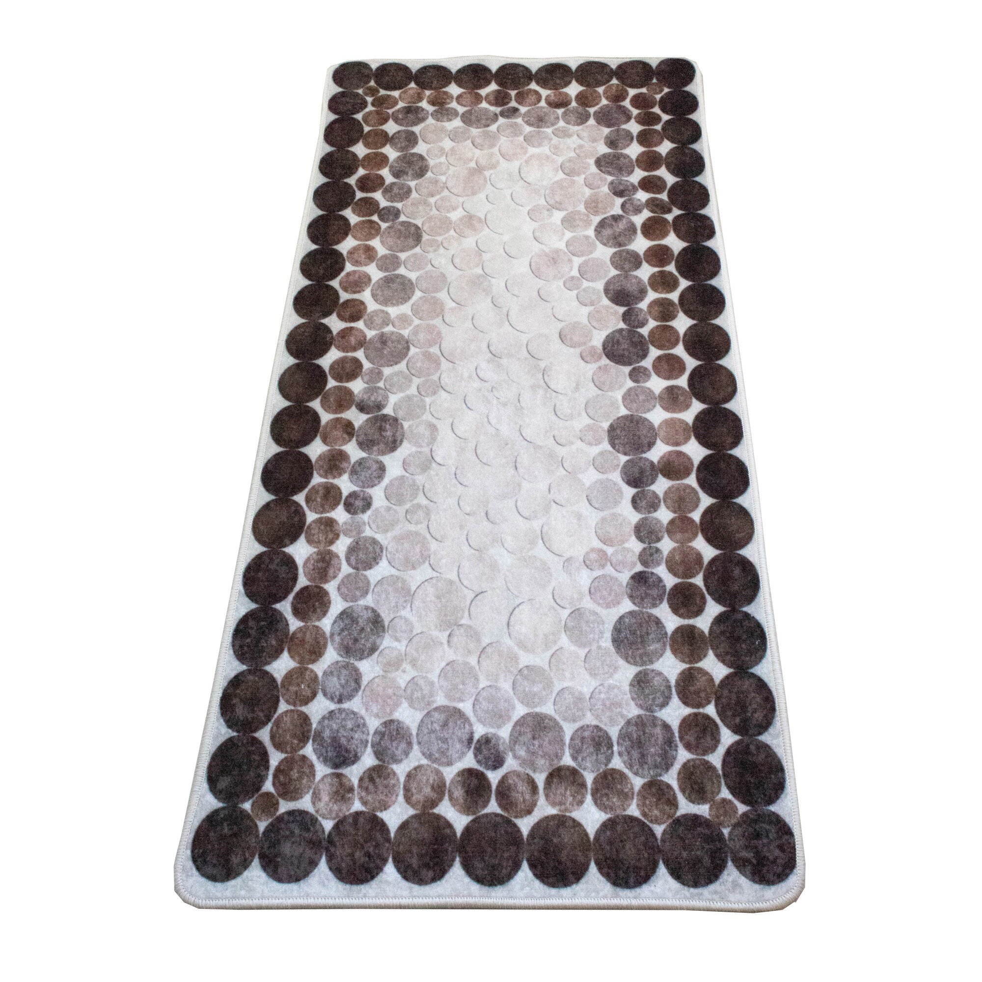 Covor bucatarie Brill Lauren , 65x135 cm , neplusat, grosime 2.5 mm, tip printed, aspect lucios, lavabile, poliester, antiderapant, gramaj 750g/mp , model chenar buline