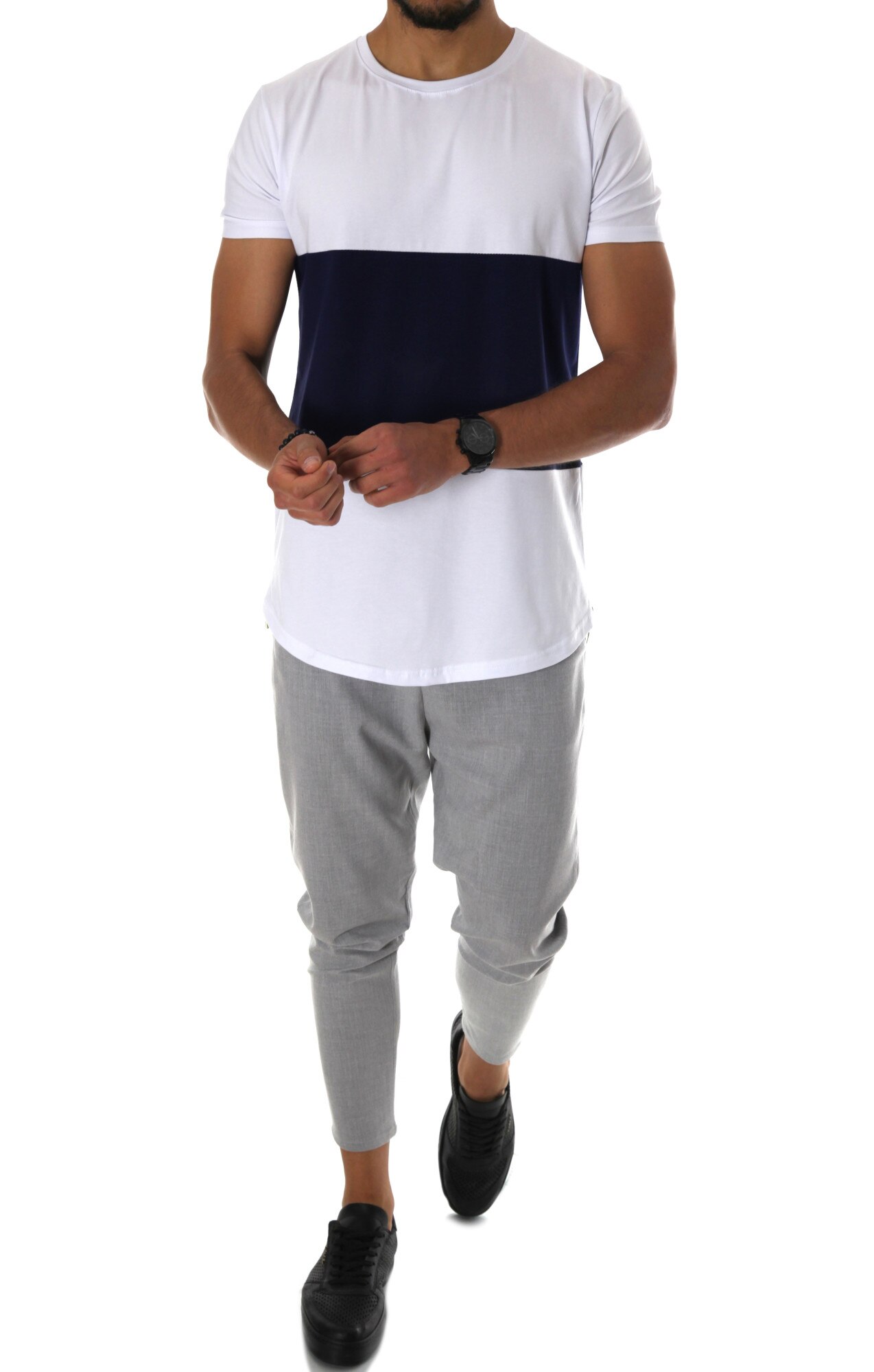 Tricou B1131, slim fit, pentru barbati, Alb