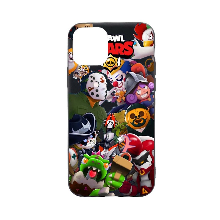 Husa Silicon Brawl Stars, compatibila cu Apple iPhone 13 Pro, cu interiorul din material textil, protectie camera, PB646