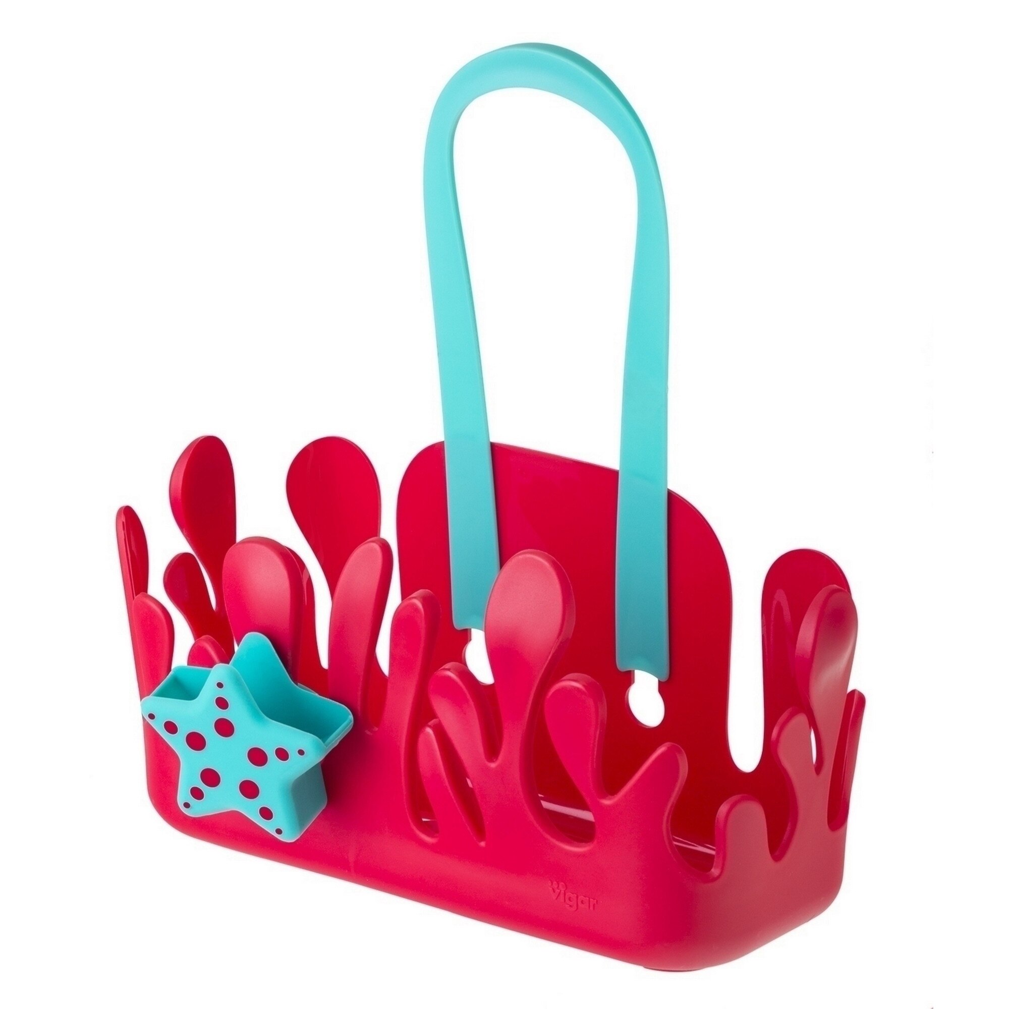 Suport pentru baie Vigar, Silicon, Rosu/Albastru, 27.5 x 11.5 x 15 cm