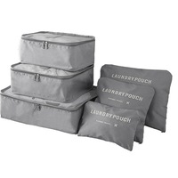 Set 6 organizatoare bagaj, Trip Story, ORGVALENCIA-12, Poliester, Gri, marimi diferite