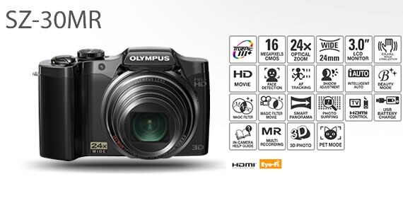 Aparat foto digital Olympus SZ-30MR, 16.0MP, Black - eMAG.ro