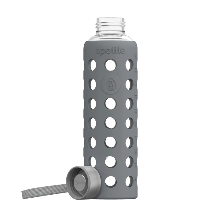 Sticla, Spottle, 750 ml, Sticla/Silicon, Gri
