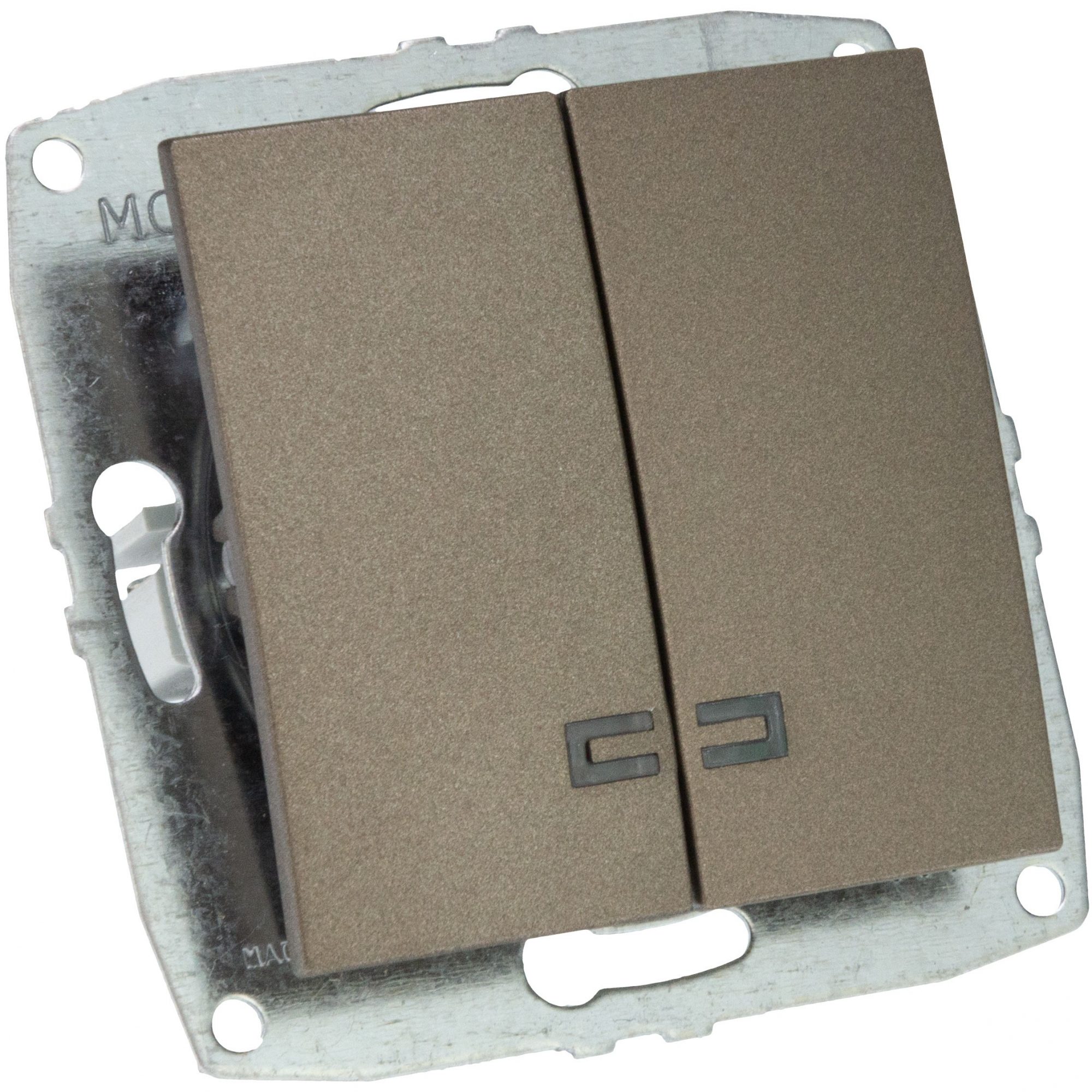 Mecanism Intrerupator dublu cu LED Mono Electric, 10A, light fume