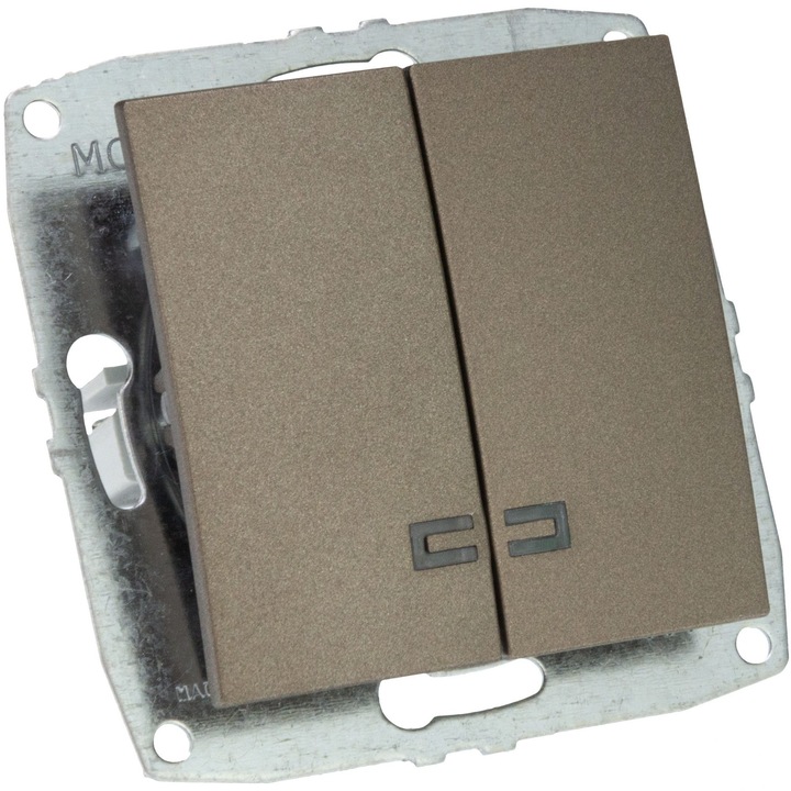 Mecanism Intrerupator dublu cu LED Mono Electric, 10A, light fume