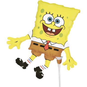 Balon Folie Mini Figurina Sponge Bob (Aer), 10x15cm,AMS 93989 02 Balon Folie Mini Figurina Sponge Bob (Aer), 10x15cm,AMS 93989 02