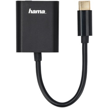 Adaptor Hama 2-in-1, USB Type C - Jack 3.5mm, Black Adaptor Hama 2-in-1, USB Type C - Jack 3.5mm, Black