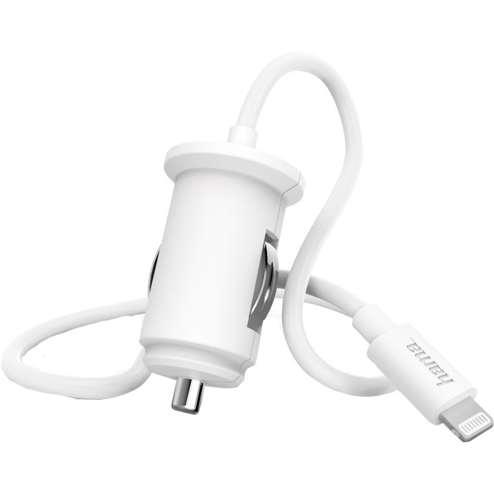 Incarcator auto Hama, PD, tip Lightning, 18W, Alb