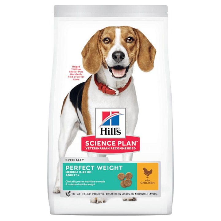 Hrana pentru Caini, Hill's SP Canine Adult Perfect Weight Medium Pui, 2 Kg