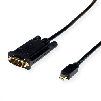 Cablu Mini Displayport la VGA 1080p T-T 5m Negru, Value 11.99.5809 Cablu Mini Displayport la VGA 1080p T-T 5m Negru, Value 11.99.5809