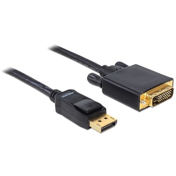 Cablu DisplayPort la DVI-D Dual Link T-T ecranat 2m Negru, Delock 82591 Cablu DisplayPort la DVI-D Dual Link T-T ecranat 2m Negru, Delock 82591
