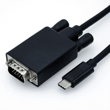 Cablu USB tip C la VGA T-T 2m Negru, Roline 11.04.5821 Cablu USB tip C la VGA T-T 2m Negru, Roline 11.04.5821