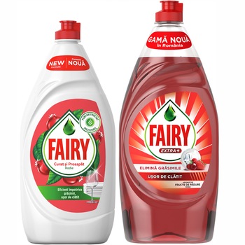 Pachet promo: Detergent de vase Fairy Pomegranate, 800 ml + Detergent de vase Fairy Extra+ Fructe de padure 900 ml Pachet promo: Detergent de vase Fairy Pomegranate, 800 ml + Detergent de vase Fairy Extra+ Fructe de padure 900 ml