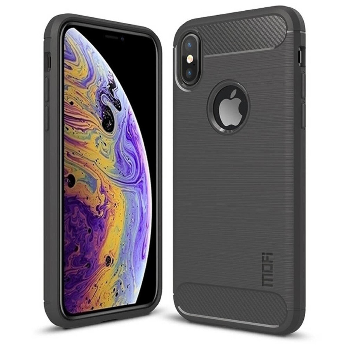 Husa iPhone XS 5.8'' Carbon Fiber Mofi, Gri