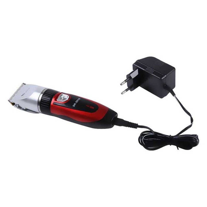 Aparat de tuns Surker Sk-9012 cu Tehnologie Autoascutire, Lame mobile, Functionare silentioasa, Alimentare 220-240V, Putere 3 W, Autonomie 12 ore, Culoare Rosu/Negru