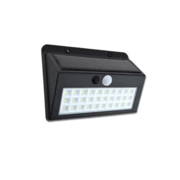 Лампа KlaussTech с LED технология и слънчево зареждане, технология за сензор за движение, 30 осветителни тела, водоустойчива защита IP65, ергономичен дизайн, черен