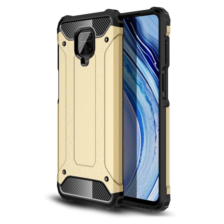 Калъф за телефон Hybrid Armor Case Tough Rugged за Xiaomi Redmi 10X 4G/Xiaomi Redmi Note 9, златист