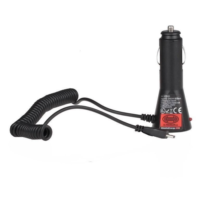 Incarcator auto microUsb cu USB 12 / 24V, 1000mA, 511.50 Heyner
