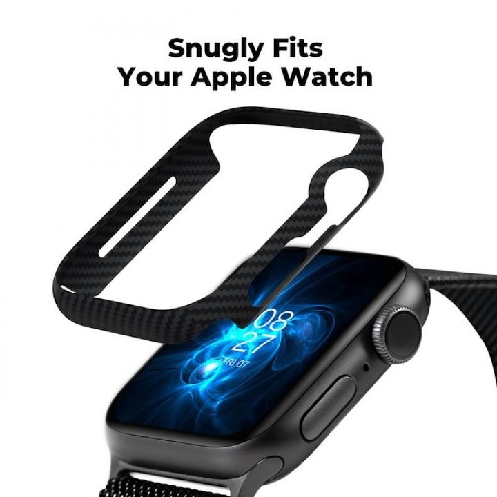 PITAKA Apple Watch Air Case Védőtok, Apple Watch 4/5/6 /SE készülékekhez, 44 mm, Fekete/Szürke