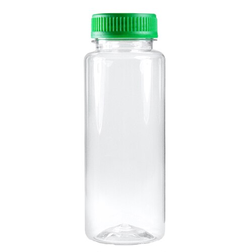 Flacoane 250ml, pet transparent, rotunde, capac verde F38mm, ambalate in cutie de carton, 150 buc/set