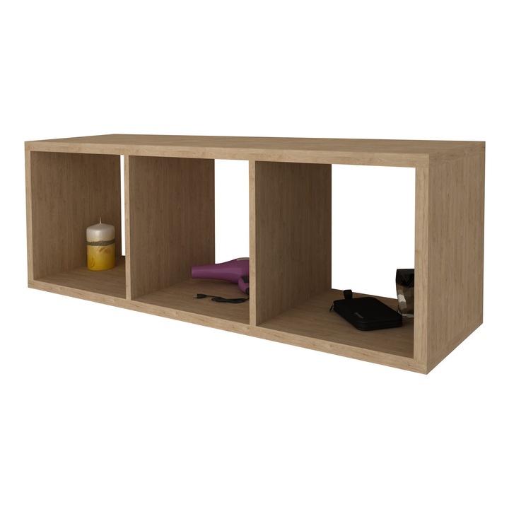 Etajera haaus Lira, 3 Casete, Lemn Natural, 25 mm, 113 x 40 x 33 cm
