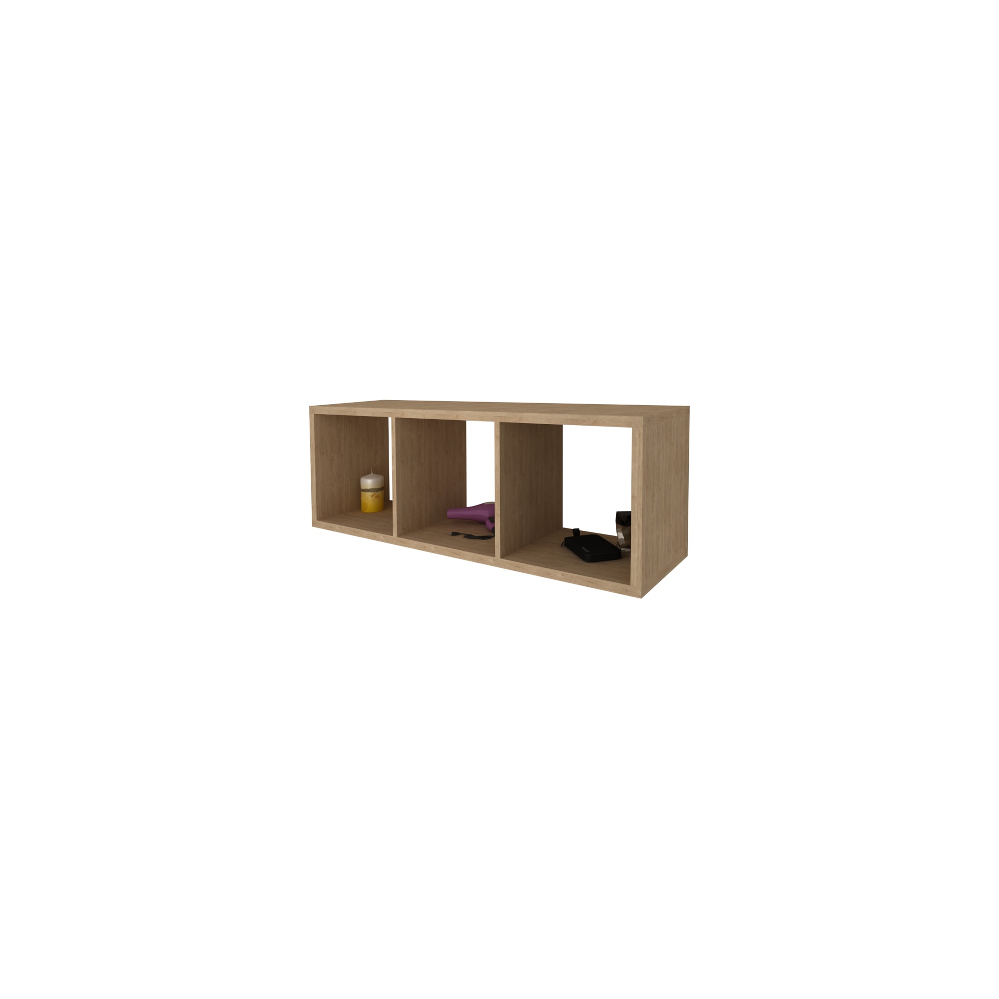 Etajera 3 Casete 25mm, Lemn Natural, 113 x 40 x 33 cm