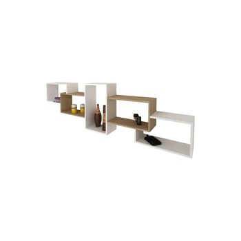 Etajera Goa, Alb/Lemn Natural, 205 x 22 x 60 cm Etajera Goa, Alb/Lemn Natural, 205 x 22 x 60 cm