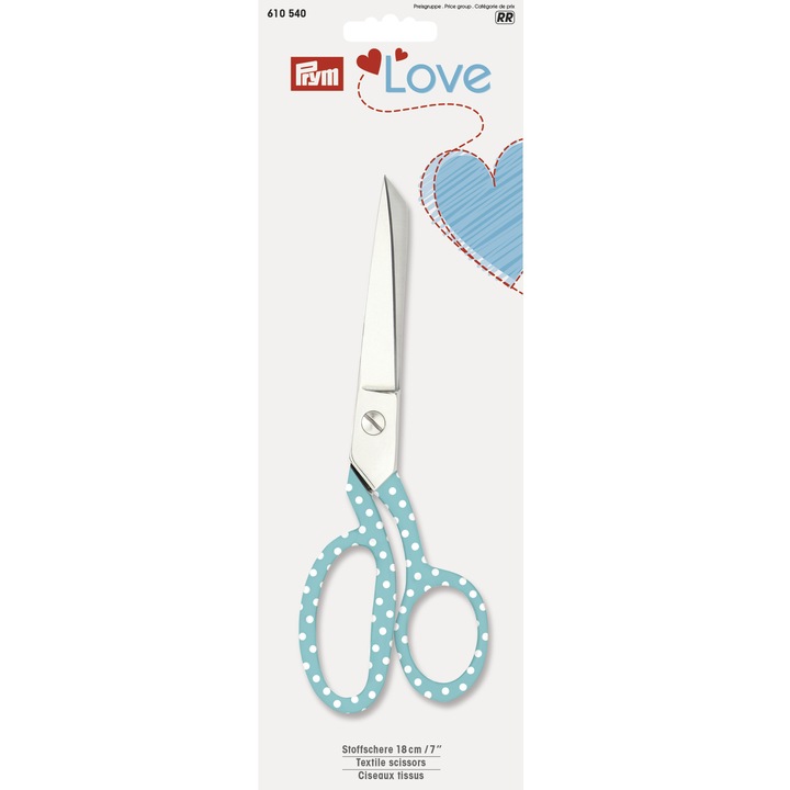 Foarfeca croitorie, 18 cm, maner turcoaz, Prym Love