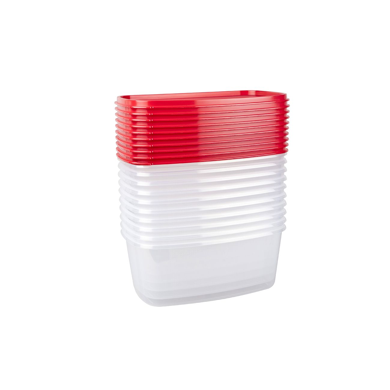 Set 10 cutii alimente, dreptunghiulare, 2,9 litri, Food, rosii