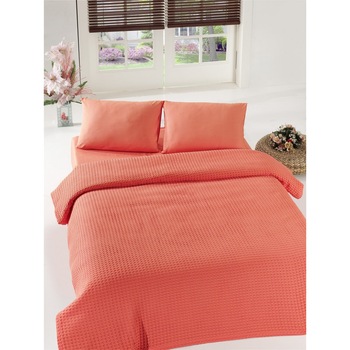 Cuvertura subtire bumbac 100% 1 persoana, 160 x 240cm, Eponj Home, Burumcuk Coral Cuvertura subtire bumbac 100% 1 persoana, 160 x 240cm, Eponj Home, Burumcuk Coral