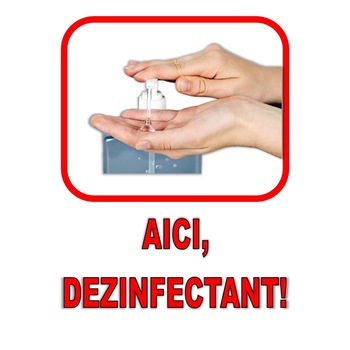 Set de 2 indicatoare A5 - Aici, dezinfectant Set de 2 indicatoare A5 - Aici, dezinfectant