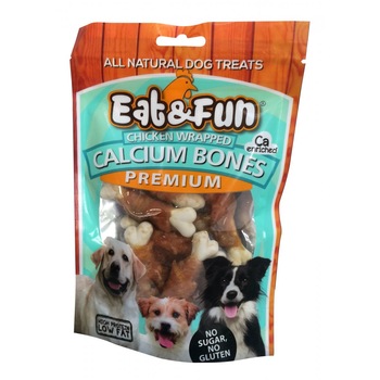 Recompense Caini Eat&Fun calciu din oase de pui 100 g Premium Recompense Caini Eat&Fun calciu din oase de pui 100 g Premium
