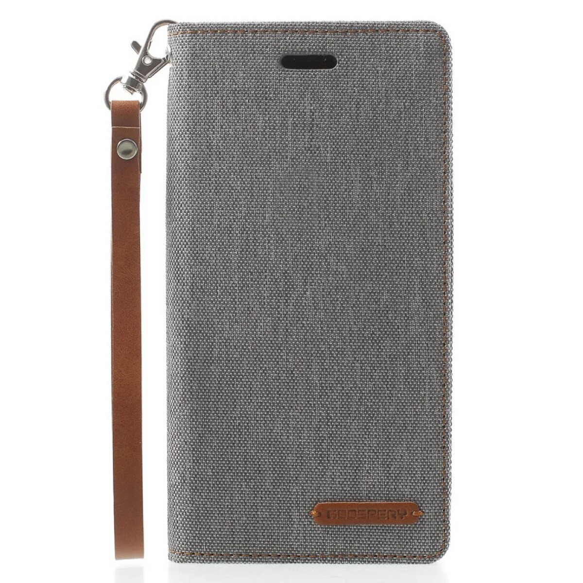 Husa Canvas iPhone X/Xs 5.8'' Stand Wallet Goospery Gri