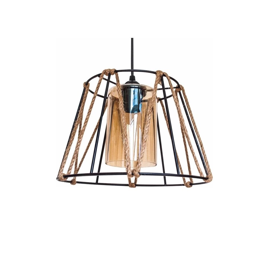 Candelabru Ruia cu cadru metalic imbracat in funie